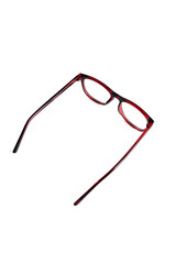 Oval Box Shape Glasses Black Red On. Front Photo Against White Background