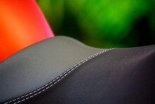 Close Up Of A Motorbike Seat With Stitching Detail