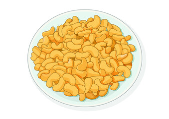 Wall Mural - cashew nuts on plate on white background illustration vector
