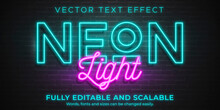 Neon Light Text Effect, Editable Retro And Glowing Text Style