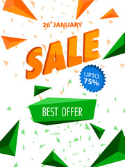 Wall Mural - vector illustration of Happy Republic Day of India tricolor Sale and Promotion background for 26 January advertisement