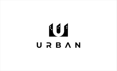 letter U Urban Building Logo Vector Design Illustration