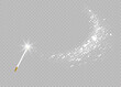 Magic wand with a stars on transparent background.