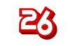 3D Number 26 Red Modern Cool Logo