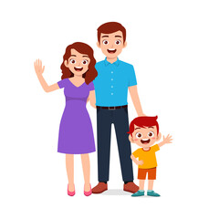 Wall Mural - cute little boy with mom and dad together