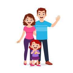 Wall Mural - cute little girl with mom and dad together