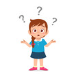 cute girl show confused expression with question mark