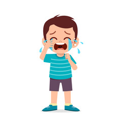 Canvas Print - cute little boy with crying and tantrum expression