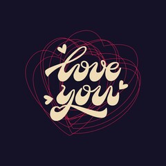 Wall Mural - love you lettering vector illustration