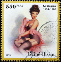 Pin-up Painted By Gil Evgren On Postage Stamp