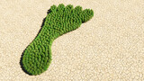 Fototapeta  - Concept or conceptual group of green forest tree on dry ground background, sign of a barefoot. A 3d illustration metaphor for nature, health, environment, carbon footprint and climate change