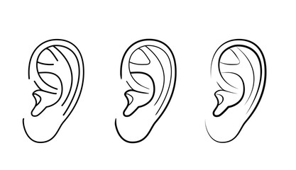 human left ear set, simple linear drawing, vector illustration