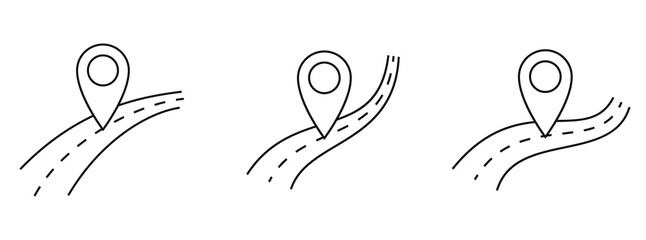 Wall Mural - location map icon with road icon. travel concept. vector map pointer icons set