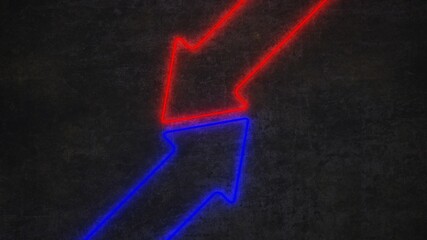 Wall Mural - neon counter arrows on black concrete wall