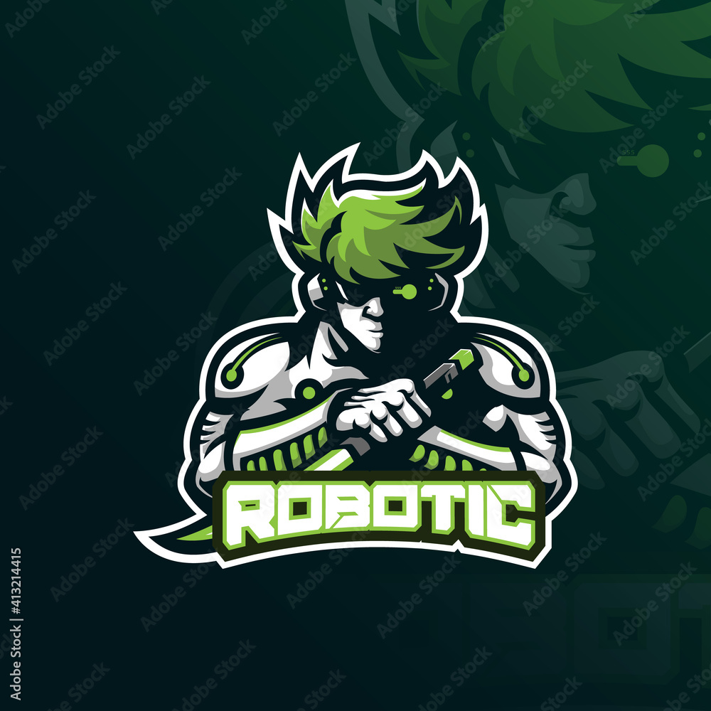 robotic mascot logo design vector with modern illustration concept ...