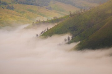 Wall Mural - Mount Bromo, Indonesia. A beautiful mountain of indonesia with Mount Batok and Mount semeru behind it.