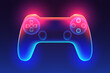 Colorful glowing gamepad on dark background. Vector illustration