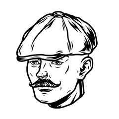 Poster - Mustached man head in irish cap