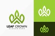 Leaf Crown Logo Design. Creative Idea logos designs Vector illustration template
