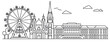 Vienna cityscape thin line icon style with major landmarks vector illustration