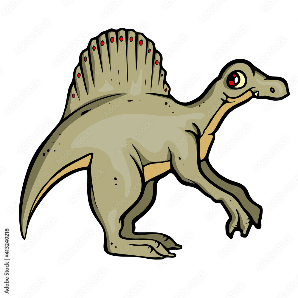 Dinosaur on white background Cute Cartoon. Vector illustration Stock ...