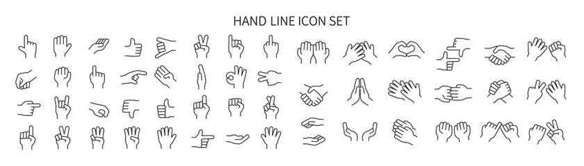 hand gesture icon set of various shapes