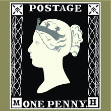 Postage Stamp Black Penny Vector Graphic 