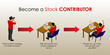 Become a stock contributor concept. Isometric vector illustration.