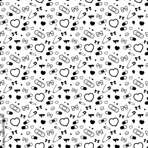 病みかわいい背景イラスト シームレスパターン Poster ふわぷか