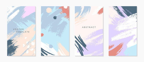 Wall Mural - set of editable insta story templates with copy space for text.modern vector layouts with hand drawn
