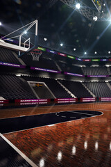 Wall Mural - Empty Basketball court. Sport arena. 3d render background