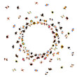 © WinWin - People crowd top view. Walking male and female characters, gathering human community. Social people group top view vector illustration. Crowd man and woman group top walking in round