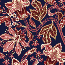 Ethnic Seamless Pattern With Indian Ornament. Vector.
