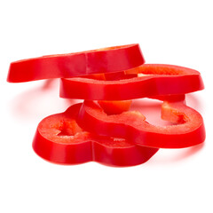 Wall Mural - Red sweet bell pepper slices isolated on white background cutout