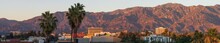 This Panoramic  Image Shows A View Of The City Of Pasadena Against The San Gabriel Mountains.