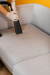© JJ Studio - Dirty sofa chemical cleaning with professionally extraction method. Upholstered furniture