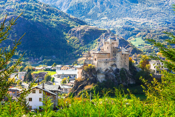 Canvas Print - Beautiful medieval castles of Valle d'Aosta- Saint Pierre, northen Italy