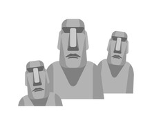 Easter Island Idol Isolated. Moai Ancient Statues. Vector Illustration