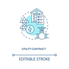 Wall Mural - Utility contract concept icon. Common commercial contracts types. Agreement for goods or service buying idea thin line illustration. Vector isolated outline RGB color drawing. Editable stroke