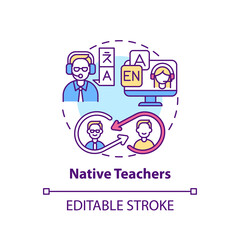 Sticker - Native teachers concept icon. Online language courses idea thin line illustration. Speaking clearly, confidently. Natural pronunciation. Vector isolated outline RGB color drawing. Editable stroke