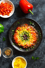 Wall Mural - Rainbow veggie bell peppers pizza crust