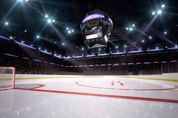 Wall Mural - Empty hockey arena in 3d render background