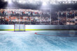 Empty hockey arena in 3d render background