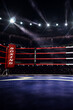 Empty ring boxing arena in the light of a spotlight