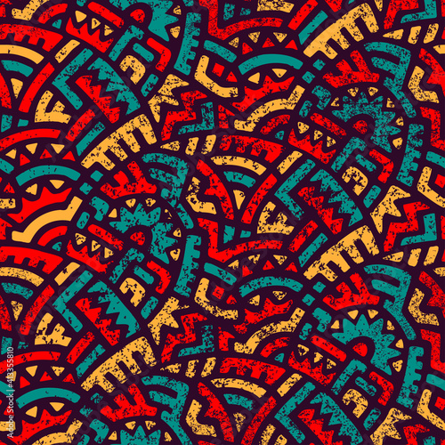 Tapety kolonialne  afrykanski-wzor-motywy-etniczne-i-plemienne-kolory-pomaranczowy-czerwony-zolty-niebieski-i-czarny-grunge-tekstury-vintage-nadruk-na-tekstylia-czeski-recznie-rysowane-ornament-ilustracja-wektorowa