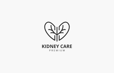 Wall Mural - Love simple outline kidney care urology logo vector template