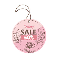 Canvas Print - sale spring season circular tag hanging icon vector illustration design