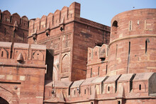 India, Uttar Pradesh, Agra, Agra Fort (Red Fort). The Red Fort Is Built Of Red Sandstone.