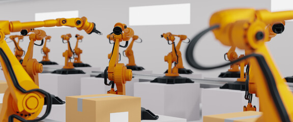 Wall Mural - concept business and industry 4.0 modern technology factory,smart industrial plant automation arm ro