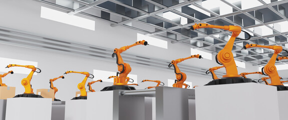 Wall Mural - concept business and industry 4.0 modern technology factory,smart industrial plant automation arm ro